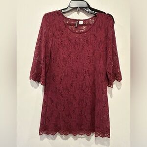 Divided by H&M lace dress dark red color size 10